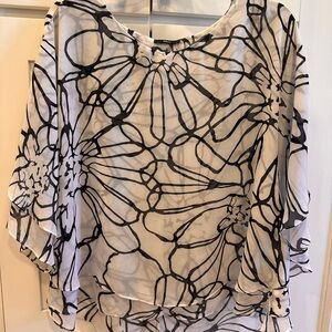 Milano Black and White Floral Blouse